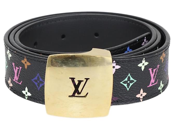 Louis Vuitton Cinto Preto Multicolor Monograma LV Cut Couro  ref.1107210