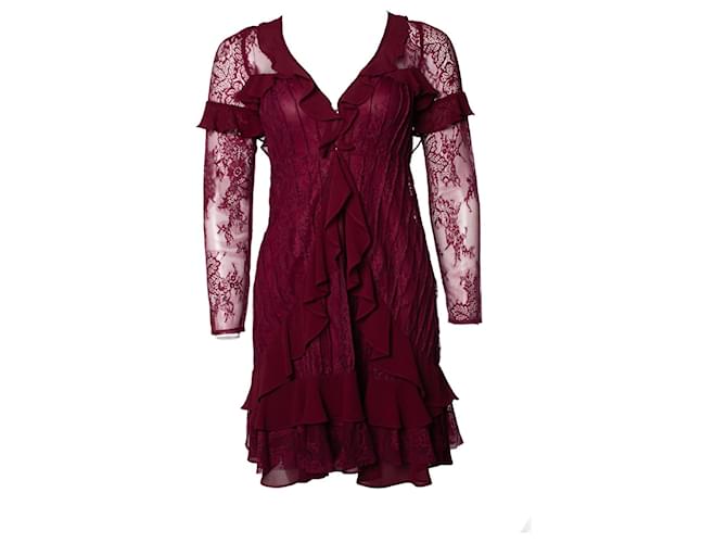 Autre Marque For Love & Lemons, red lace ruffle dress  ref.1107218
