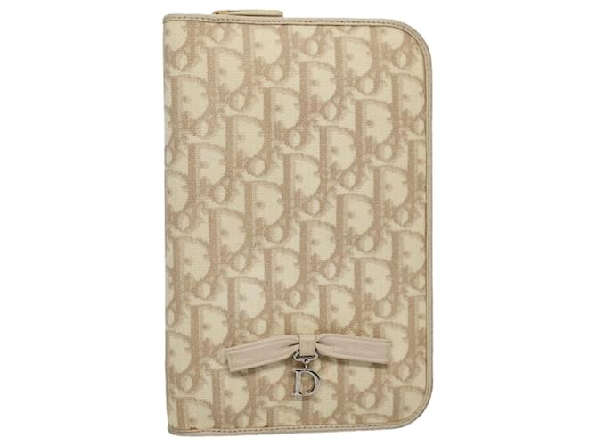 Christian Dior Trotter Canvas Pass Case PVC Couro Bege Auth 56365  ref.1107827
