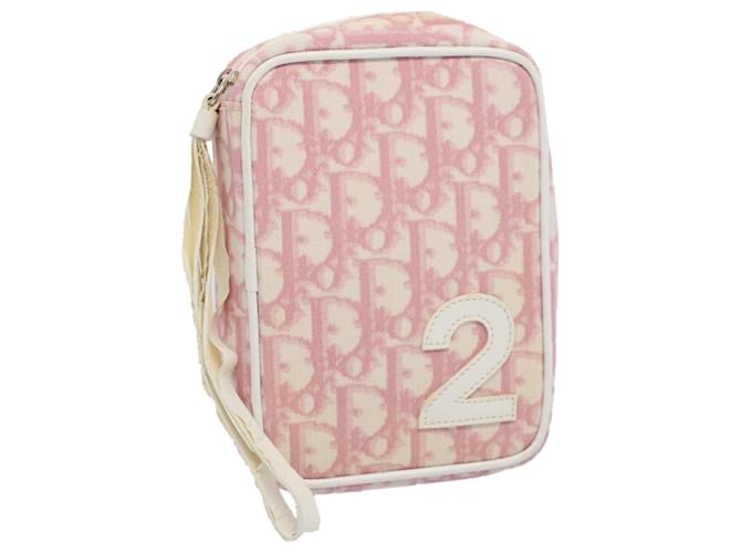 Christian Dior Trotter Canvas Pouch Pink Auth 56613  ref.1107870