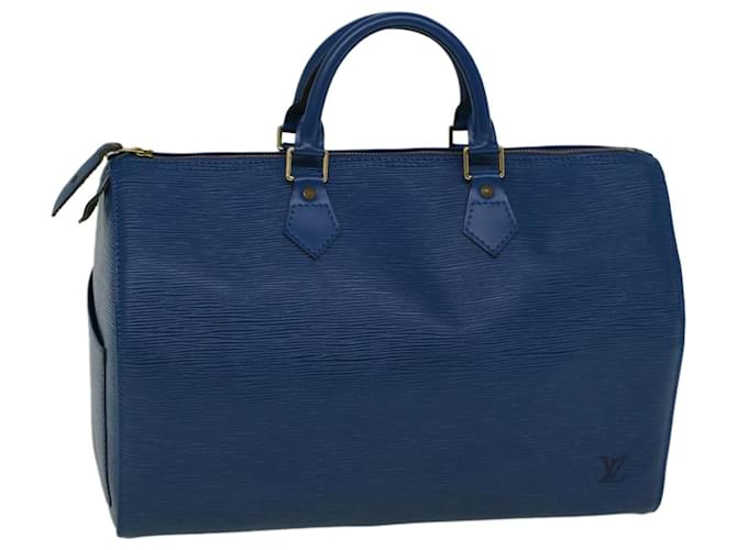 Louis Vuitton Epi Speedy 35 Bolsa de Mão Azul Toledo M42995 Autenticação de LV 57982 Couro  ref.1107923