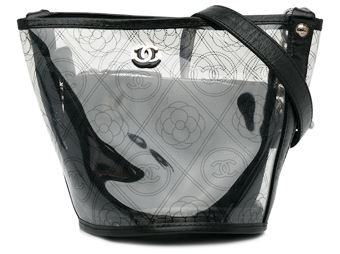 Chanel White Camellia PVC Bucket Bag Plastic  ref.1108284