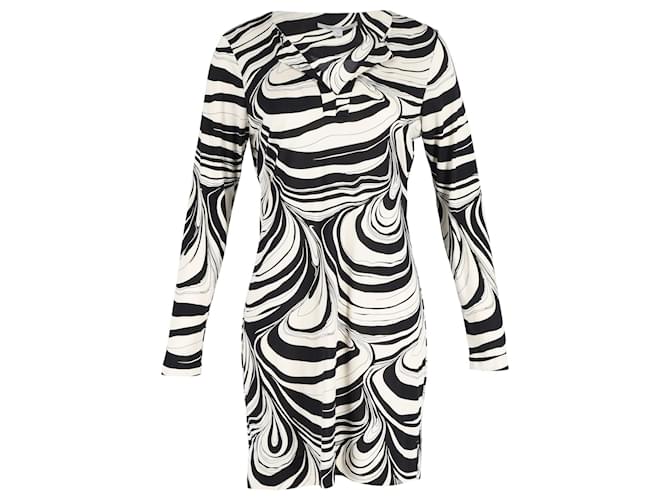 Diane Von Furstenberg “Reina” Printed Mini Dress in Black and White Cotton Python print  ref.1108526