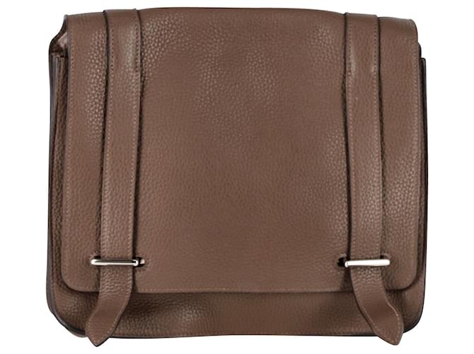 Hermès  Clemence Steve 35 Messenger Bag in Brown Leather  ref.1108545
