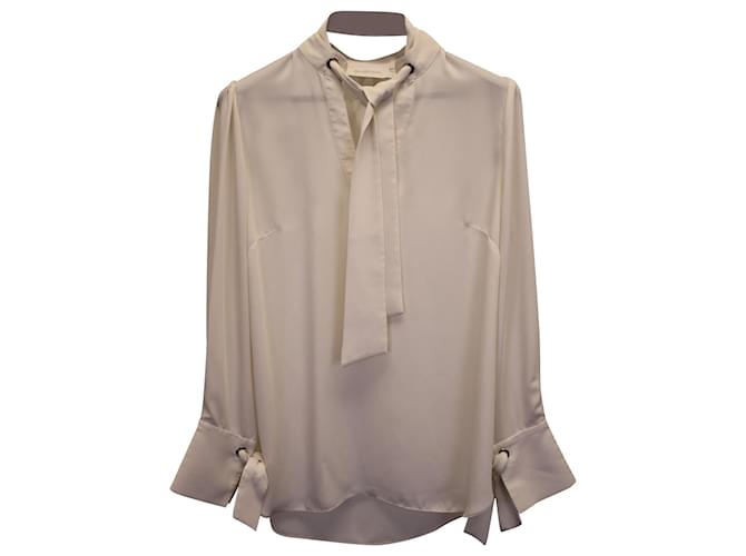 Blusa de manga larga con cuello anudado Zimmermann en poliéster color crema Blanco Crudo  ref.1108549
