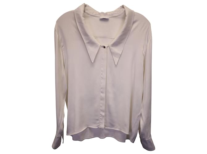 Iris & Ink Buttoned Long-Sleeve Blouse in Cream Viscose White Cellulose fibre  ref.1108551