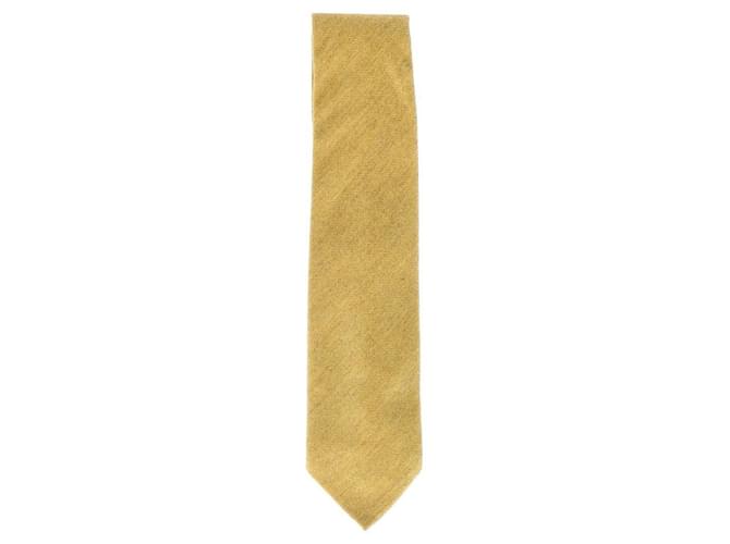 Corbata texturizada Loro Piana en lana amarilla  ref.1108559