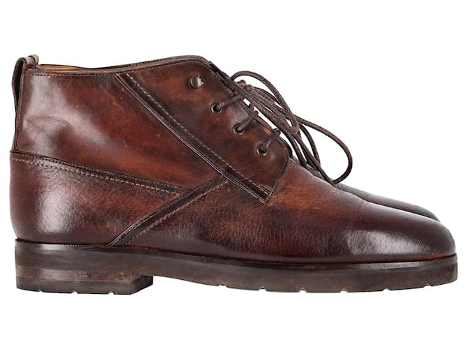 Berluti Lace Up Boots in Brown Leather  ref.1108560