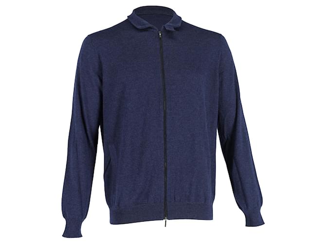 Loro Piana Zipped Jacket in Navy Blue Cashmere Wool  ref.1108562