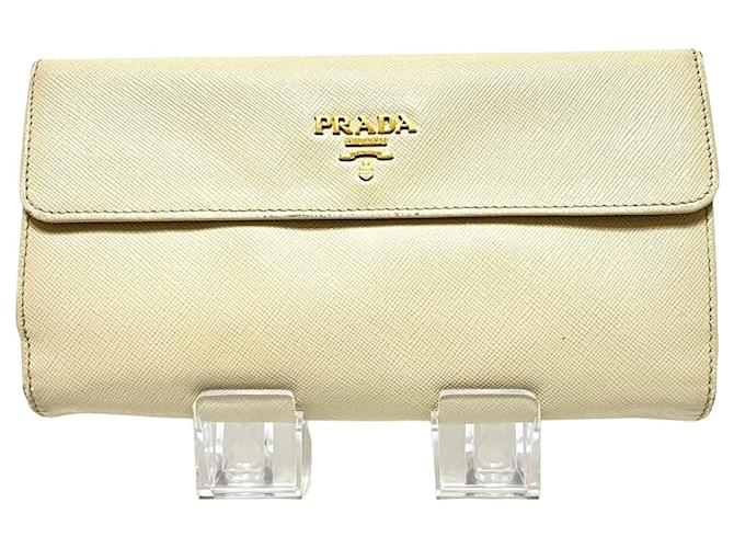 Prada Saffiano Bege Couro  ref.1108859