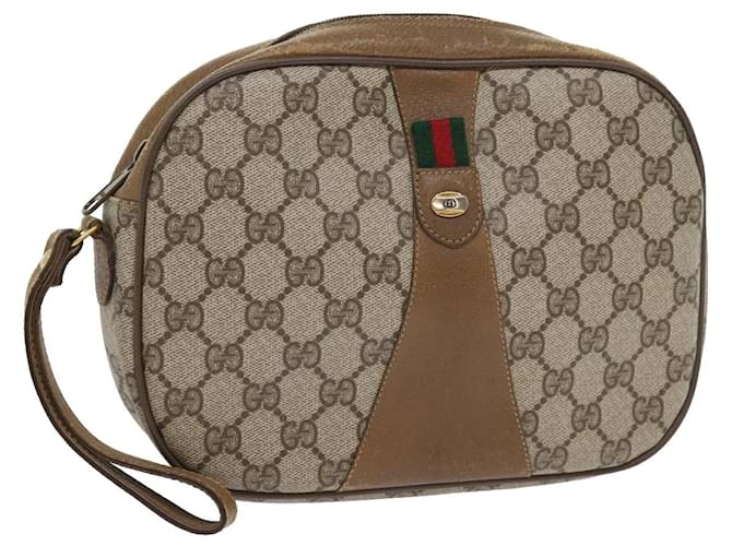 GUCCI GG Supreme Web Sherry Line Clutch Bag Beige Rot 89 01 034 Auth bs9231  ref.1108917