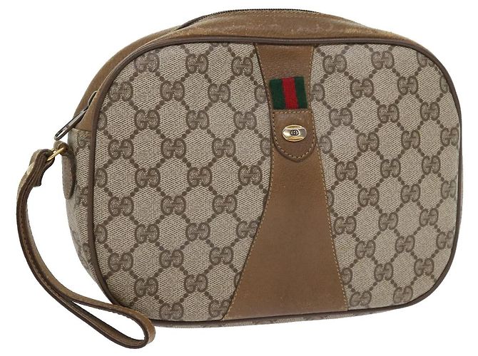 Bolso de mano GUCCI GG Supreme Web Sherry Line Beige Rojo 89 01 034 base de autenticación9231 Roja
