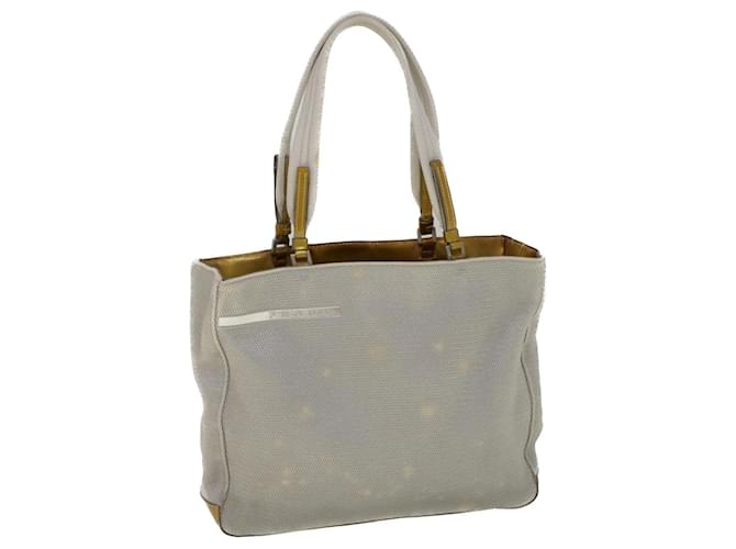 PRADA Hand Bag Nylon Enamel Gray Gold Auth 58105 Golden Grey  ref.1108920