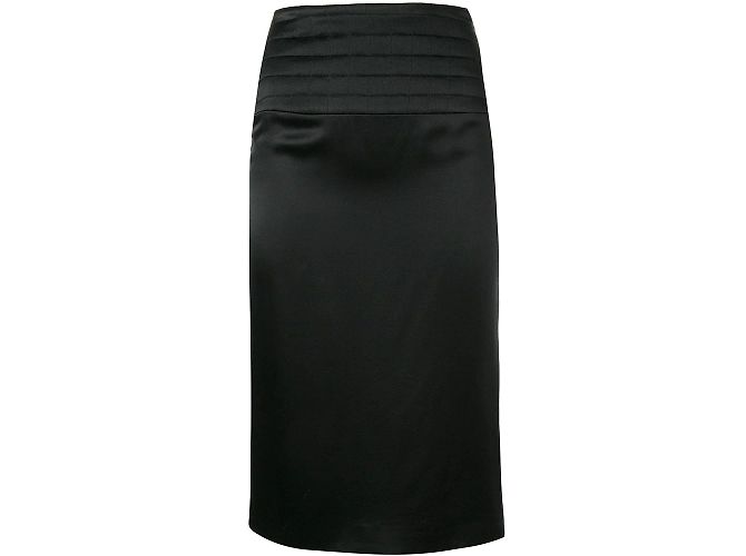 Falda midi de seda negra de Chanel Negro