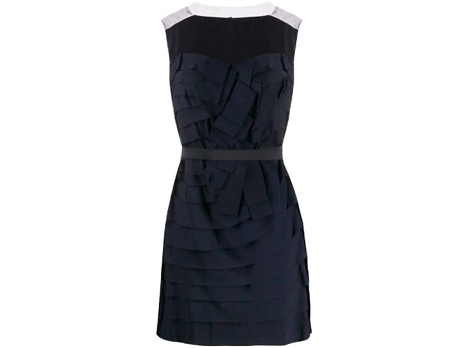 Dunkelblaues Seidenkleid von Lanvin Bordeaux