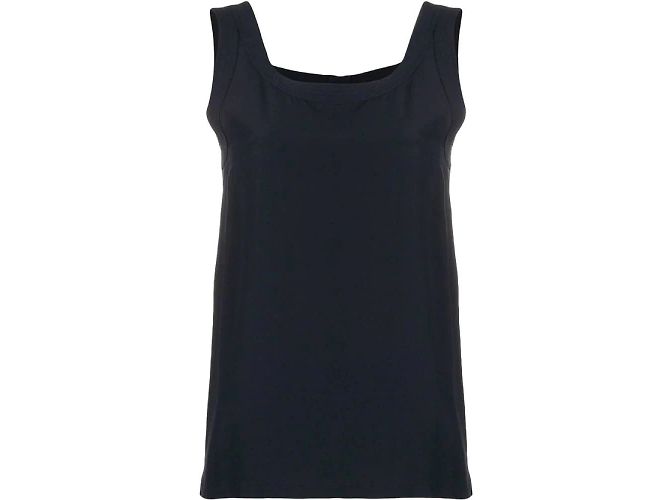 Top sin mangas de seda azul Chanel
