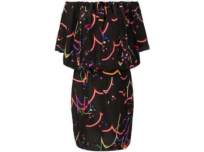 Abito Prada in Seta Nero e Multicolor