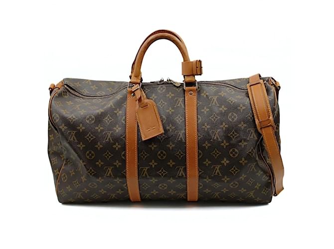 Louis Vuitton Louis Vuitton Keepall 50 bolsa de viaje tipo bandolera con monograma Castaño  ref.1109046