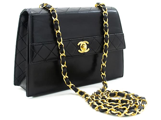 CHANEL Small Chain Shoulder Bag Black Quilted Single Flap Lambskin Leather  ref.1109157