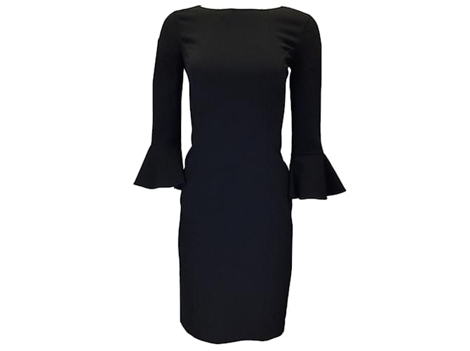 Michael Kors Collection Black Bell Sleeved Wool Crepe Dress  ref.1109162