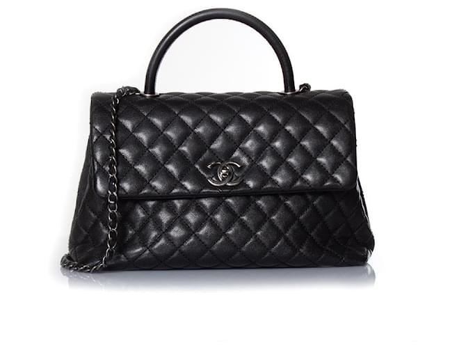 Autre Marque Chanel, Coco Top Handle Bag Black Leather  ref.1109177