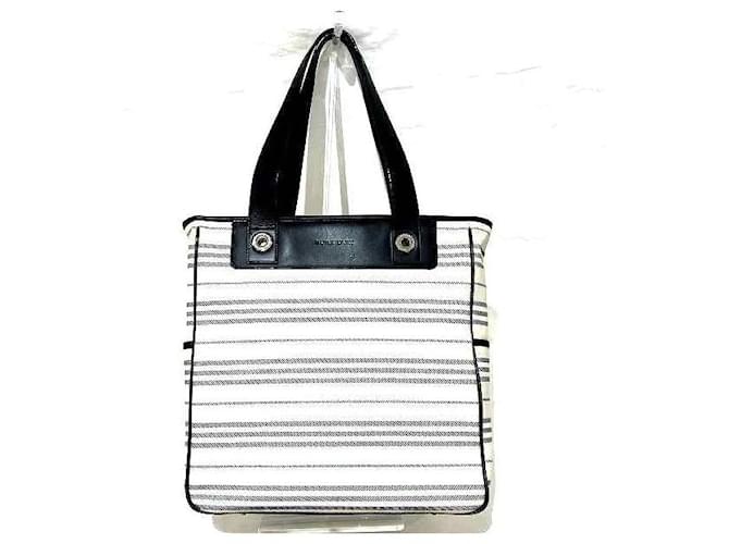 Burberry Striped Canvas Handbag Brown Cloth  ref.1109208