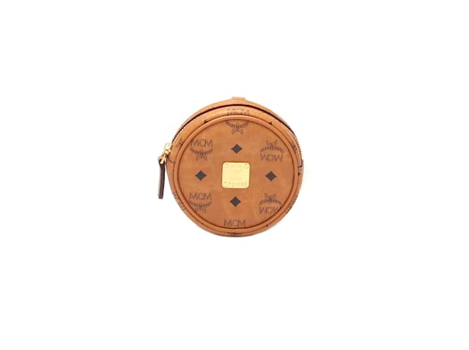 MCM Visetos Tambourine Crossbody Bag Brown Cloth  ref.1109213