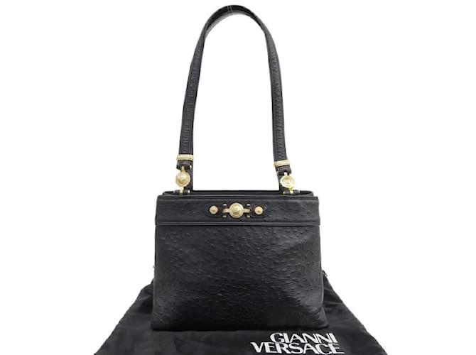 Versace Sunburst Logo Leather Shoulder Bag Black  ref.1109256