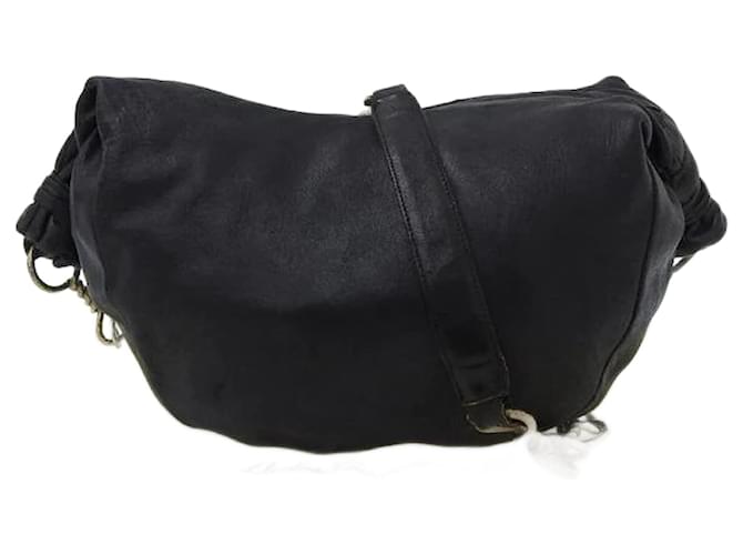 Salvatore Ferragamo Leather Chain Shoulder Bag AB-21 3852 Black Pony-style calfskin  ref.1109259