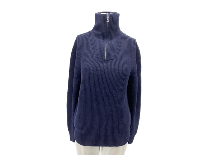 Autre Marque OFFICINE GENERALE  Knitwear T.International S Wool Navy blue  ref.1109284