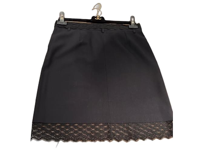 Cambon Chanel Falda negra Negro Lana  ref.1109318