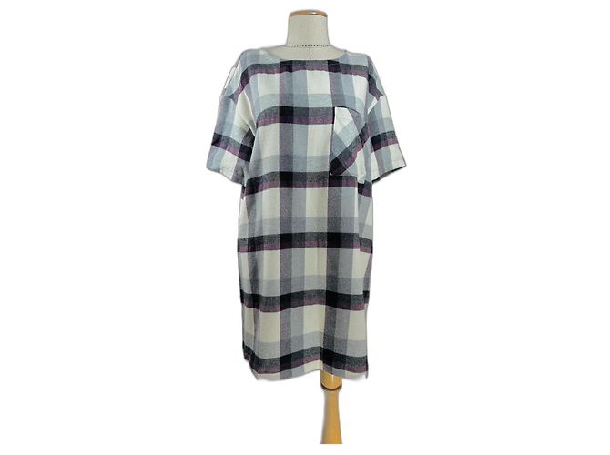 Vestido Woolrich de algodão e lã tartan Multicor