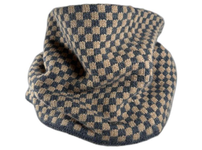 Max Mara Écharpe Snood Gingham en Cachemire Beige Gris