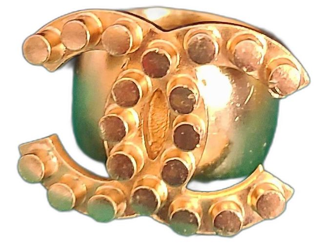 Chanel Logo Dots Breitband Ring Gold Gold hardware