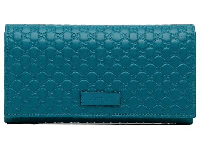 Gucci Blue Microguccissima Continental Flap Wallet Turquoise Leather Pony-style calfskin  ref.1109376