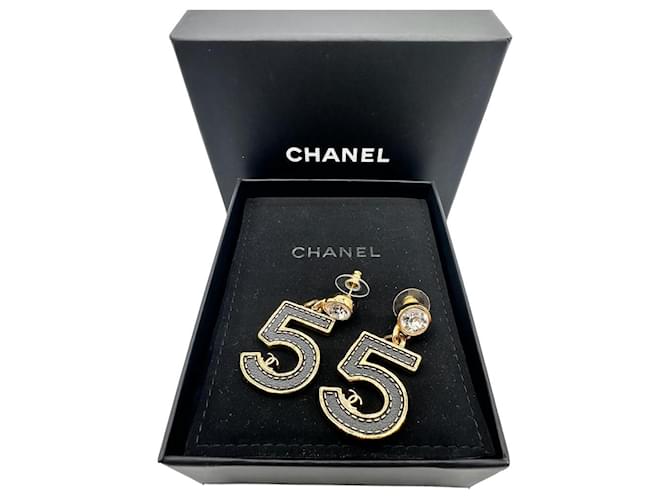 Chanel Boucles d'oreilles Métal Noir  ref.1109613