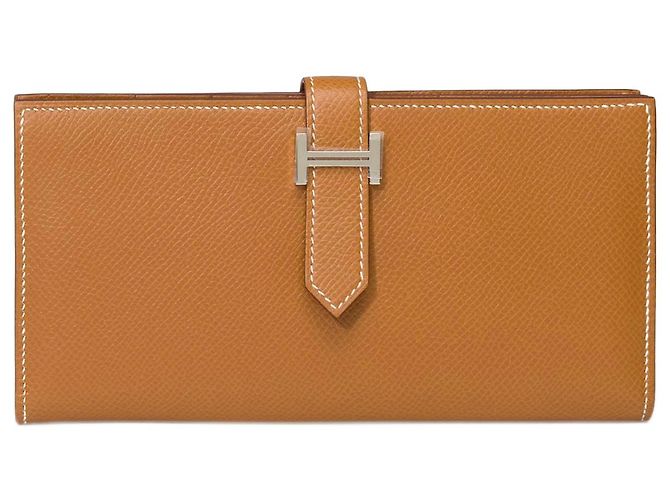 Béarn Hermès HERMES Bearn-Accessoire aus goldenem Leder - 101557