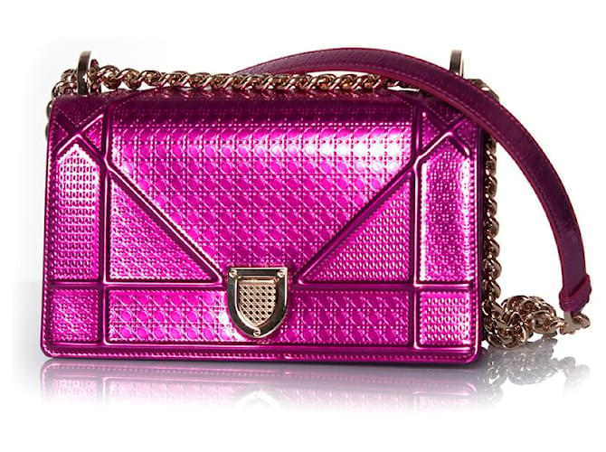 Christian Dior, Metallic Diorama flap bag Pink Patent leather  ref.1110347