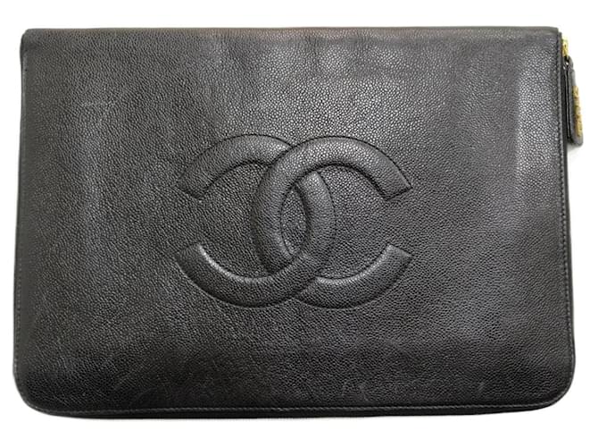 Chanel Clutch-Taschen Schwarz Leder  ref.1110473