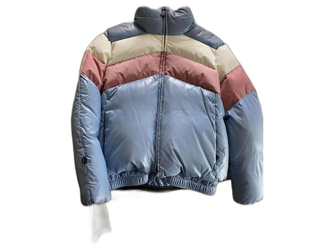 Moncler Grenoble chaqueta de plumas Lamar Rosa Blanco Azul Poliéster  ref.1110518