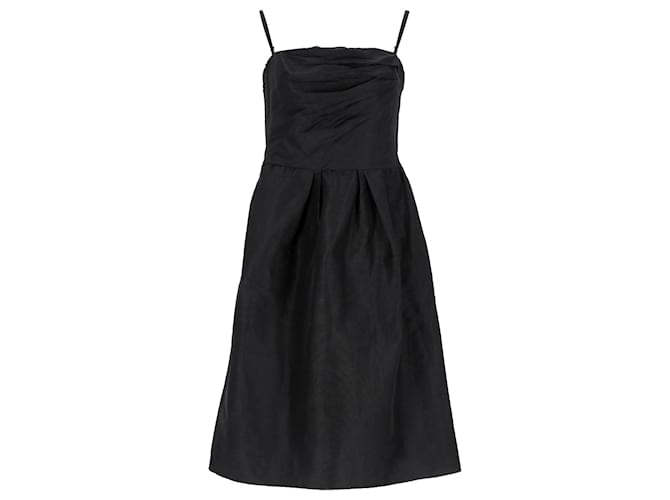 Dolce & Gabbana Robe de soirée froncée sans manches en lin noir  ref.1110528