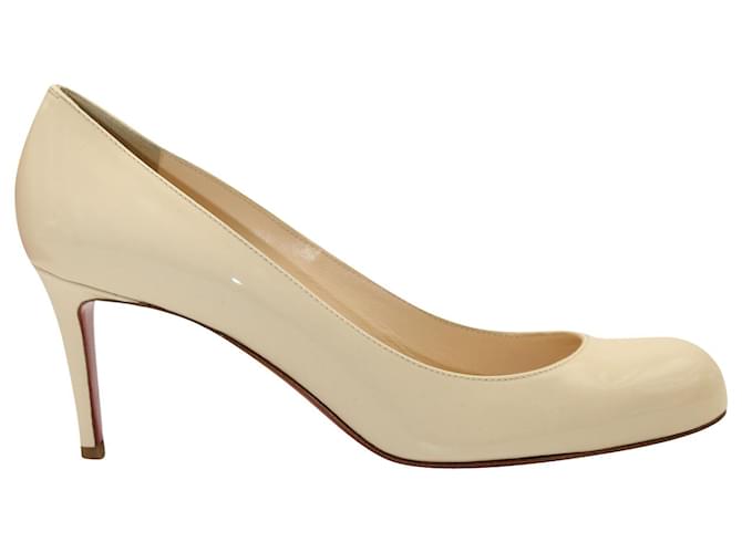 Christian Louboutin Simple 70 Pumps in Cream Patent Calf Leather White  ref.1110529