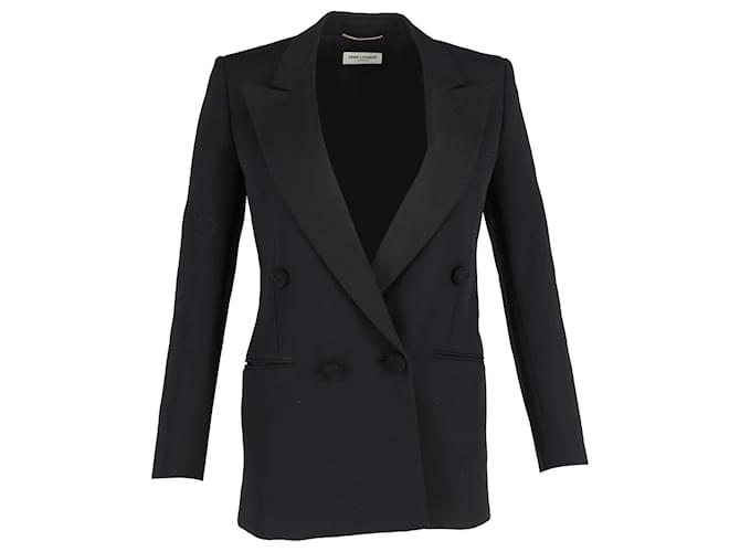 Saint Laurent Double-Breasted Blazer Jacket in Black Polyester  ref.1110555