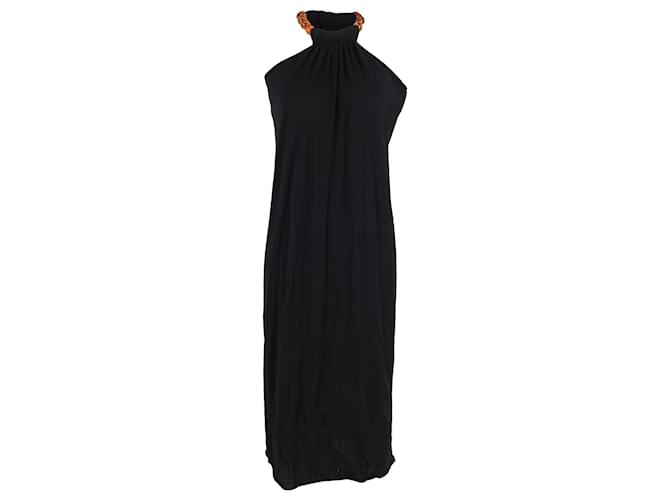 Jil Sander Beaded Strap Halter Dress in Black Cotton  ref.1110556