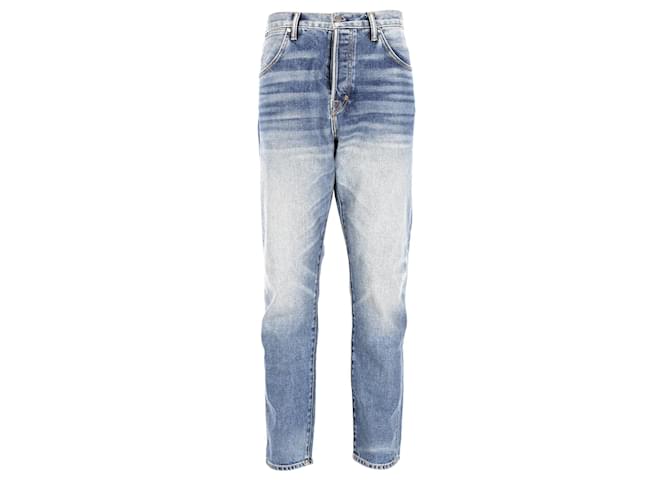 Jeans denim a gamba dritta Tom Ford in cotone blu  ref.1110564