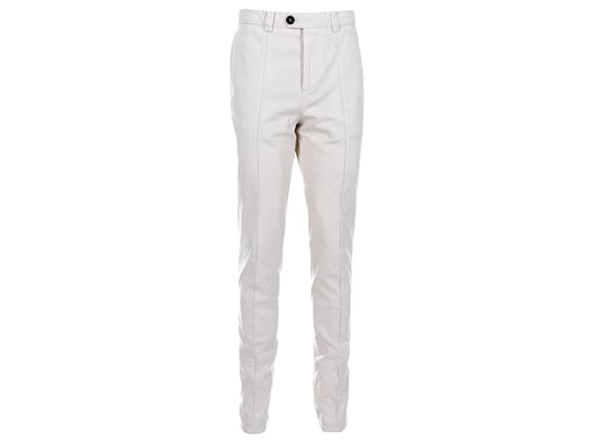 Brunello Cucinelli Pantalon Slim Fit en Coton Blanc  ref.1110598