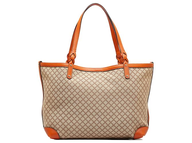 Gucci Brown Diamante Craft Tote Beige Orange Leather Cloth Pony-style calfskin Cloth  ref.1110736
