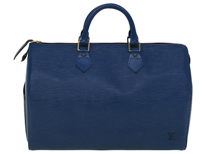 Louis Vuitton Speedy 35 Azul Cuero  ref.1110821