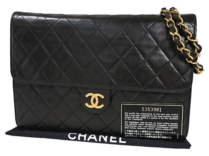 Timeless Chanel Matelassé Black Leather  ref.1110844