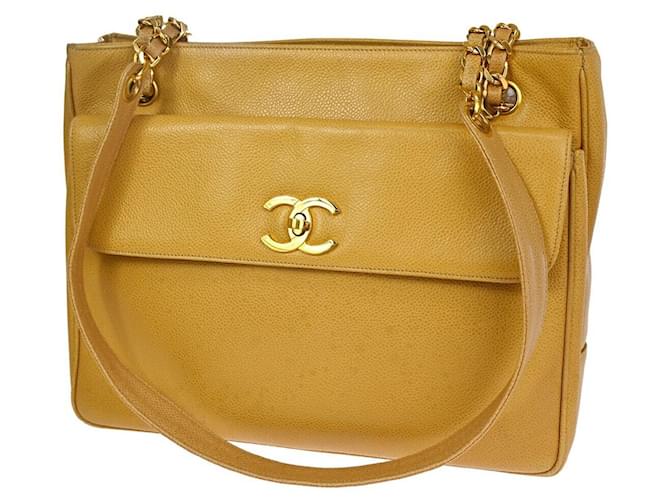 Timeless Chanel - Bege Couro  ref.1111079